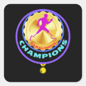 Paralympisch kampioen vierkante sticker (Voorkant)