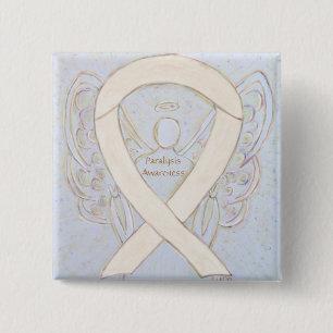 Paralysebewustzijn Ribbon Angel - Aangepaste Butto Vierkante Button 5,1 Cm