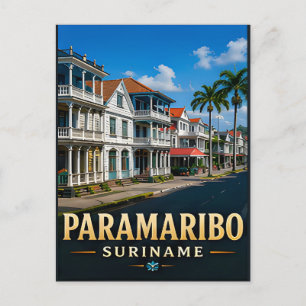 Paramaribo Koloniale Waterfront en Tropisch Erfgoe Briefkaart