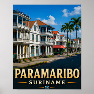 Paramaribo Koloniale Waterfront en Tropisch Erfgoe Poster