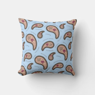 Paramecia Paisley Biologie Wetenschap Blauw Kussen