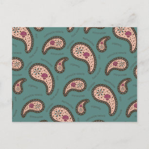 Paramecia Paisley Biologie Wetenschap Teal Briefkaart
