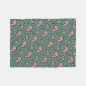 Paramecia Paisley Biology Science Blauwgroen Fleece Deken (Voorkant (Horizontaal))