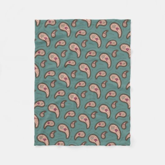 Paramecia Paisley Biology Science Blauwgroen Fleece Deken (Voorkant)