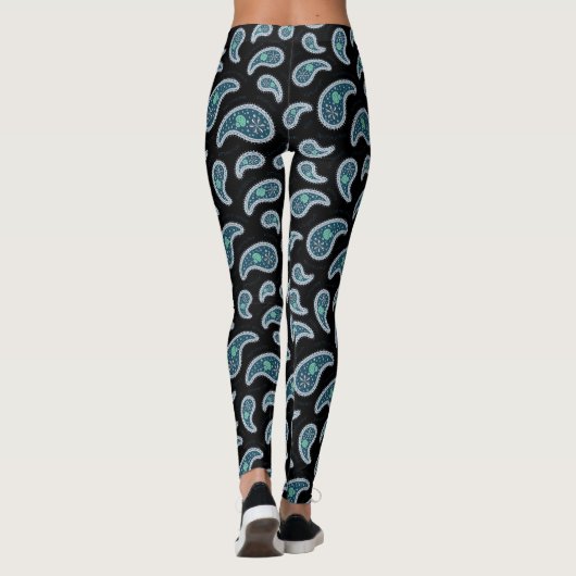 Paramecia Paisley Biology Science Protozoa Black Leggings (Achterkant)