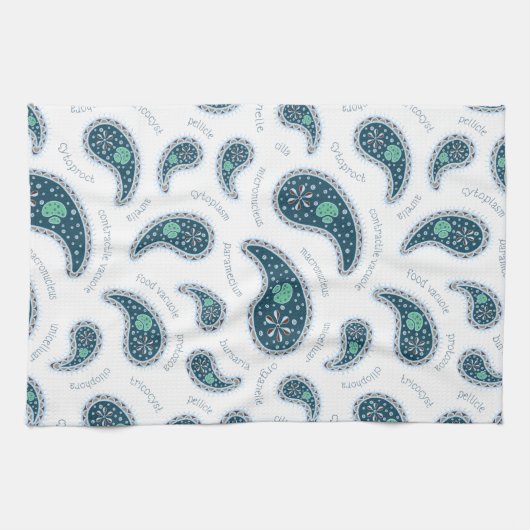 Paramecia Paisley Protozoan Biology Cute Science Theedoek (Horizontaal)