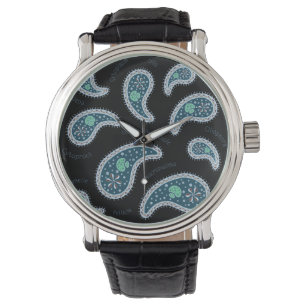Paramecia Paisley Protozoan Biology Science Black Horloge
