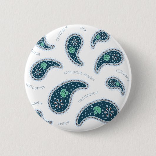 Paramecia Paisley Protozoan Biology Science Ronde Button 5,7 Cm (Voorkant)