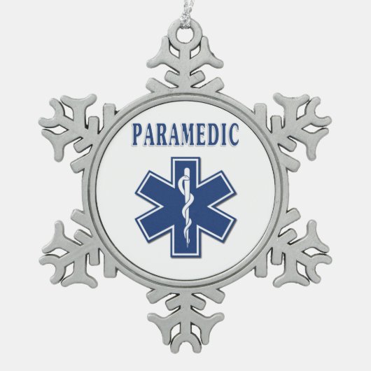Paramedic Blue Star of Life Tin Sneeuwvlok Ornament (Voorkant)