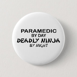 Paramedic Deadly Ninja bij nacht Ronde Button 5,7 Cm