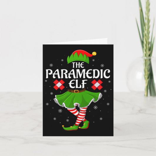 Paramedic Elf Christmas Family Girls Women Elf Squ Kaart (Voorkant)