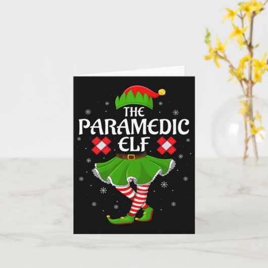 Paramedic Elf Christmas Family Girls Women Elf Squ Kaart (Gele Bloem)