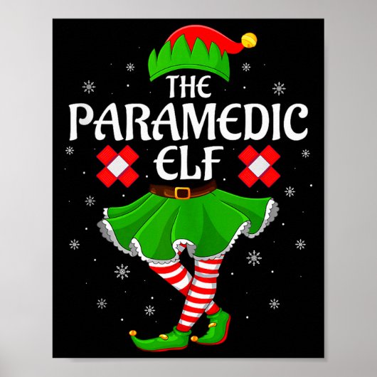 Paramedic Elf Christmas Family Girls Women Elf Squ Poster (Voorkant)