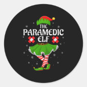 Paramedic Elf Christmas Family Girls Women Elf Squ Ronde Sticker (Voorkant)