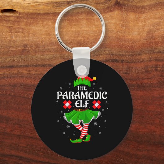 Paramedic Elf Christmas Family Girls Women Elf Squ Sleutelhanger (Voorkant)