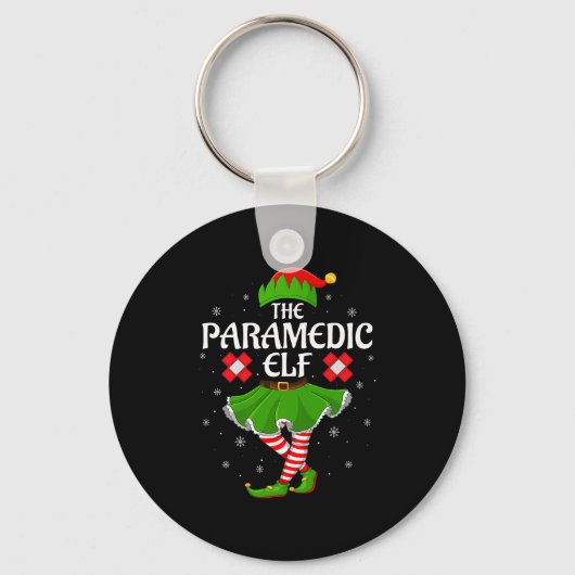 Paramedic Elf Christmas Family Girls Women Elf Squ Sleutelhanger (Voorkant)