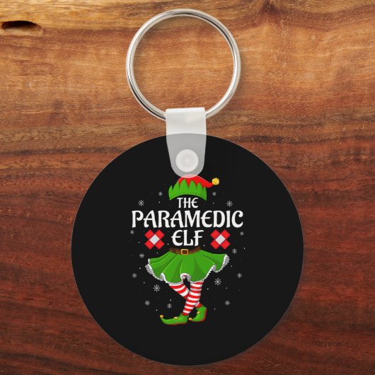 Paramedic Elf Christmas Family Girls Women Elf Squ Sleutelhanger (Voorkant)