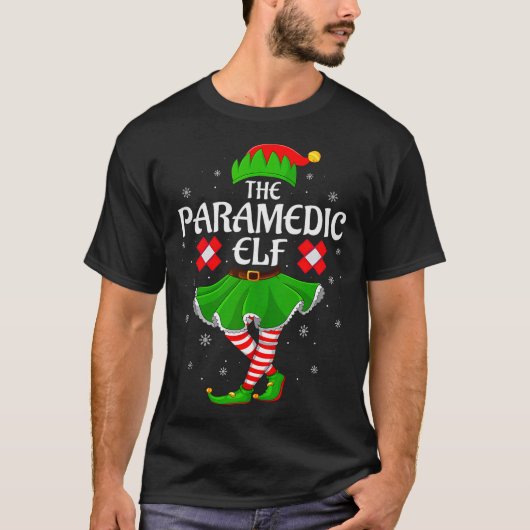 Paramedic Elf Christmas Family Girls Women Elf Squ T-shirt (Voorkant)