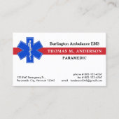 Paramedic Emergency Medical EMS EMT levensster Visitekaartje (Voorkant)