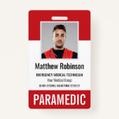 Paramedic First Responder Photo ID Security Badge (Voorkant)