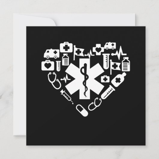 Paramedic Heart Paramedic Caduceus Doctor EMS EMT Kaart (Voorkant)