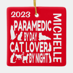 Paramedic houdt van katten CUSTOM Keramisch Ornament