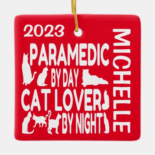 Paramedic houdt van katten CUSTOM Keramisch Ornament (Voorkant)