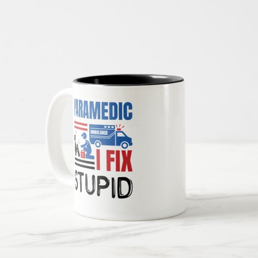 Paramedic I Fix Stupid Funny EMT Tweekleurige Koffiemok (Voorkant links)