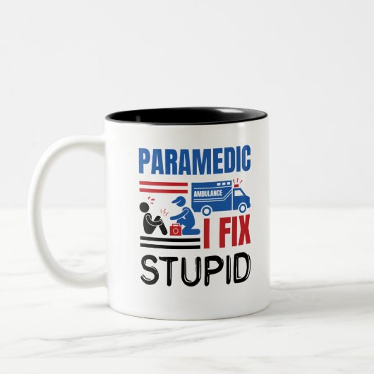 Paramedic I Fix Stupid Funny EMT Tweekleurige Koffiemok (Links)