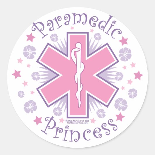 Paramedic Princess Ronde Sticker (Voorkant)