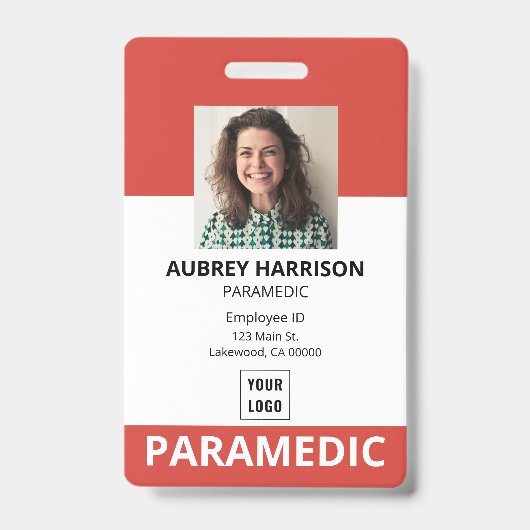Paramedic Simple Photo ID Badge (Voorkant)