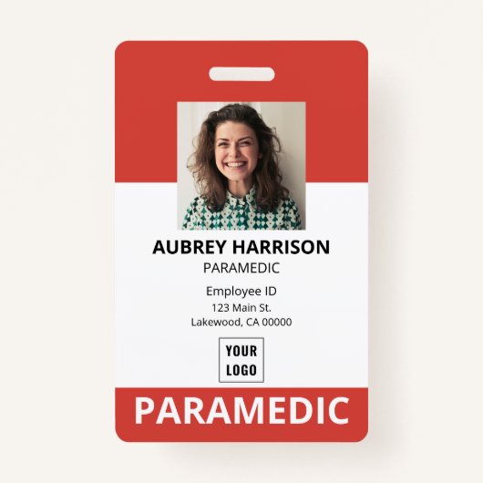 Paramedic Simple Photo ID Badge (Voorkant)