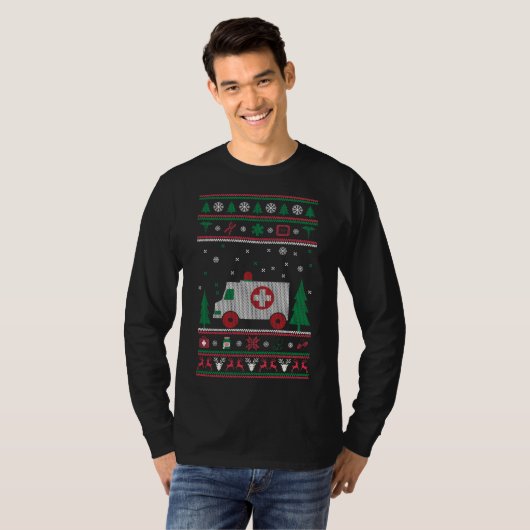 Paramedic Ugly Sweater Kerstmis T-shirt (Voorkant volledig)