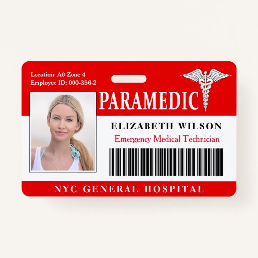 Paramedic | Ziekenhuisarts Foto-ID Badge (Voorkant)