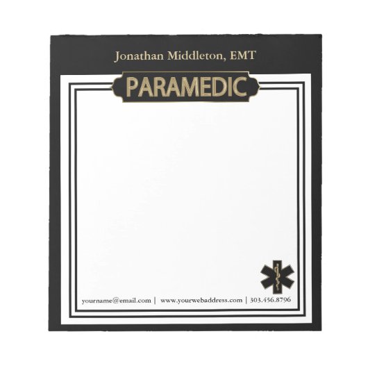 Paramedic - Zwarte en Gold-laptop Notitieblok (Voorkant)