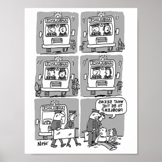 Paramedics wonen een ongeval bij. Grappig Poster (Voorkant)