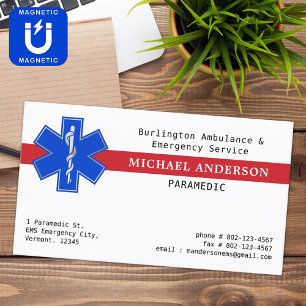 Paramedicus EMS EMT Emergency Medical Star of Life Magnetisch Visitekaartje