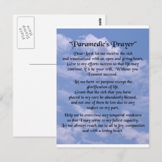 paramedisch gebed briefkaart (Voorkant / Achterkant)