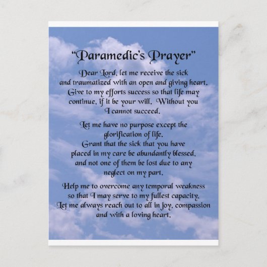 paramedisch gebed briefkaart (Voorkant)