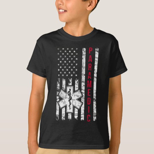 Paramedische Amerikaanse vlag Onafhankelijkheidsda T-shirt (Voorkant)