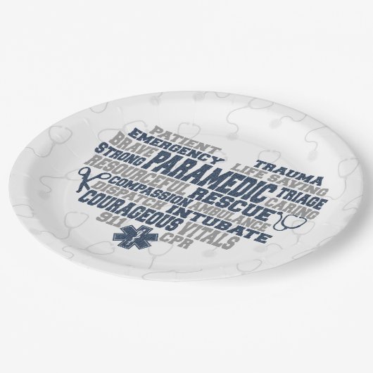 Paramedische denimtextuur papieren bordje (Gekanteld)