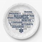 Paramedische denimtextuur papieren bordje (Voorkant)