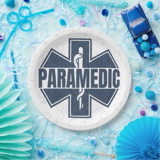 Paramedische denimtextuur papieren bordje (Feest)