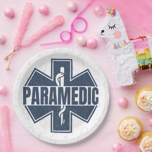 Paramedische denimtextuur papieren bordje (Feest)