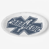 Paramedische denimtextuur papieren bordje (Gekanteld)