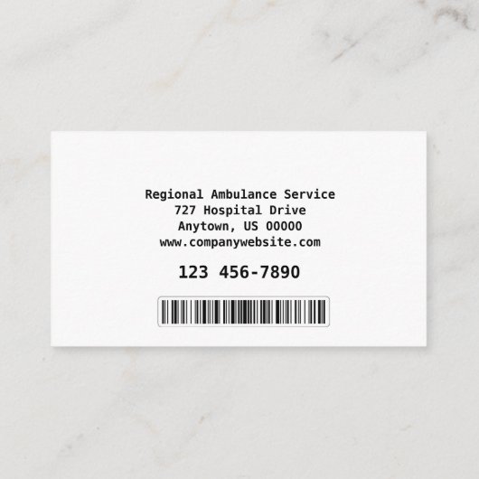 paramedische diensten visitekaartje (Achterkant)