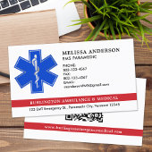 Paramedische EMS Ambulance Star of Life Logo QR-co Visitekaartje