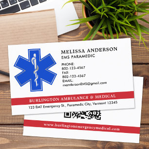 Paramedische EMS Ambulance Star of Life Logo QR-co Visitekaartje