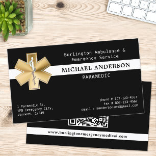 Paramedische EMS EMT Gold Ambulance Logo QR-code Visitekaartje