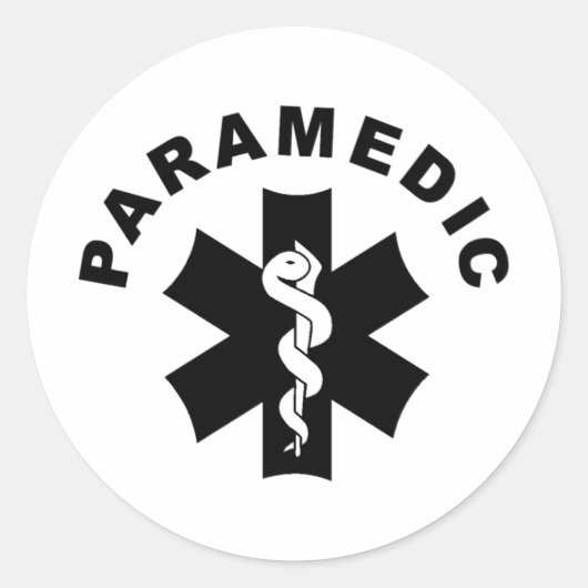 Paramedische EMS Rescue Logo Ronde Sticker (Voorkant)